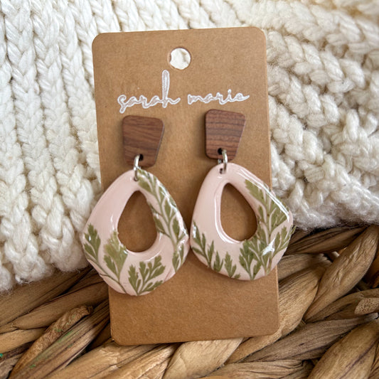 Pressed leaves and clay earrings