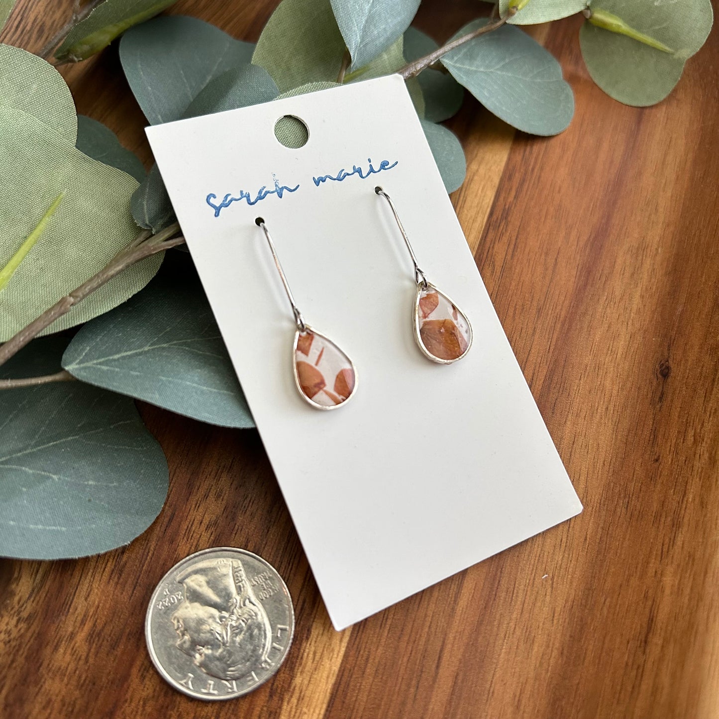 Pressed flower earrings - mini teardrop 2