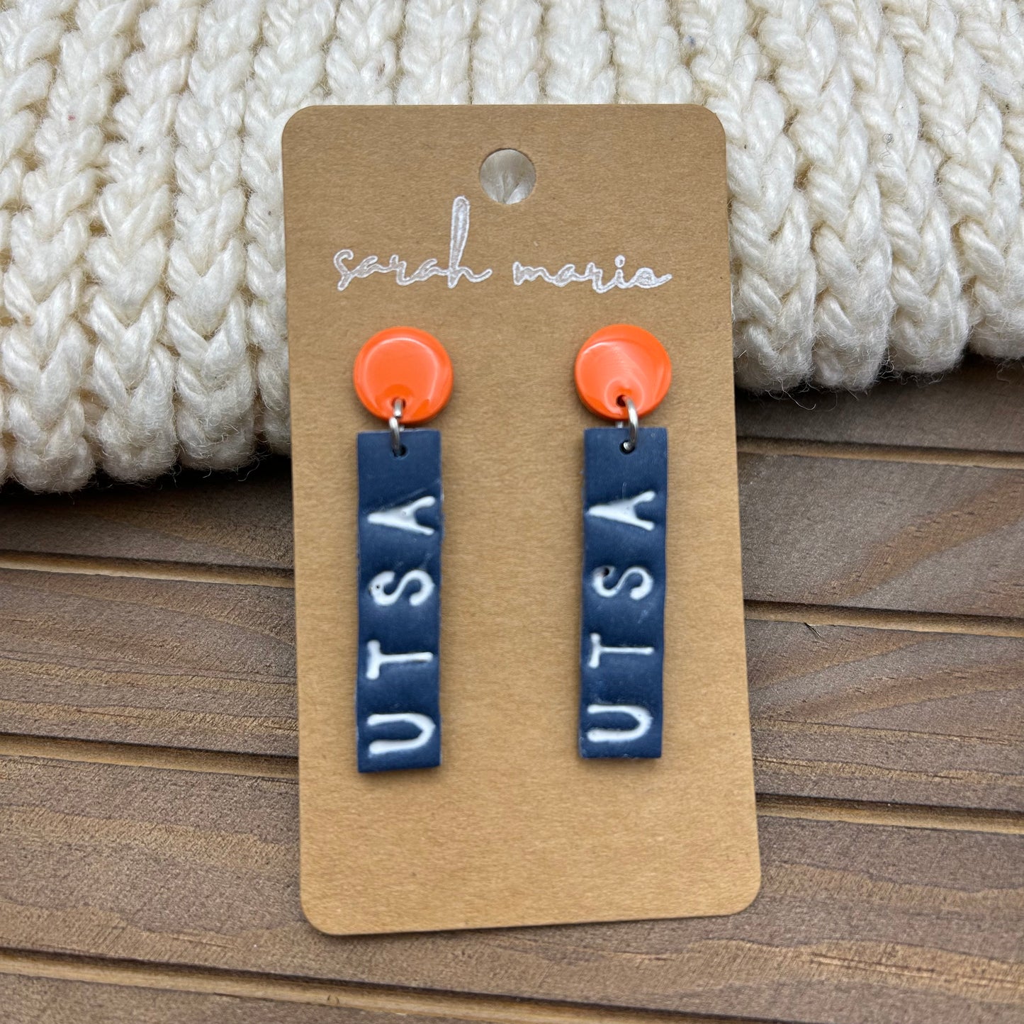 Navy and orange UTSA dangle