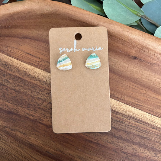 Lourdes Collection - gold and turquoise stud earrings 3