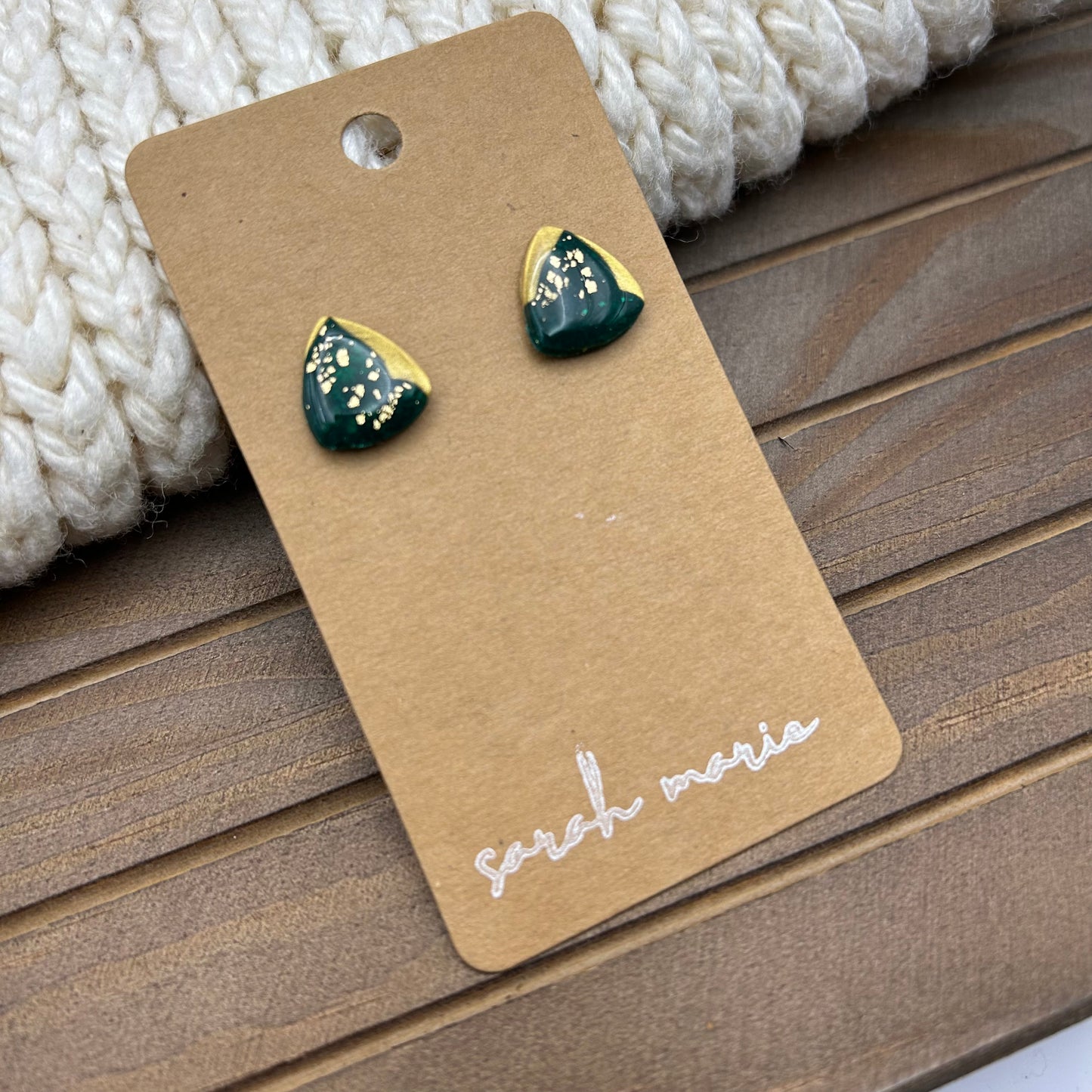 Green and gold studs - 2