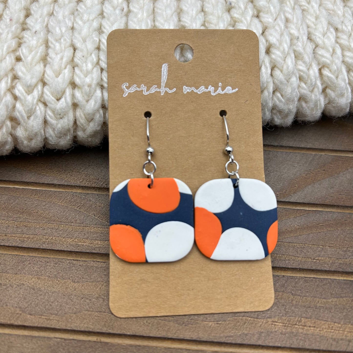 Navy and orange dangle