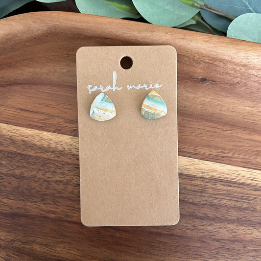 Lourdes Collection - gold and turquoise stud earrings 1