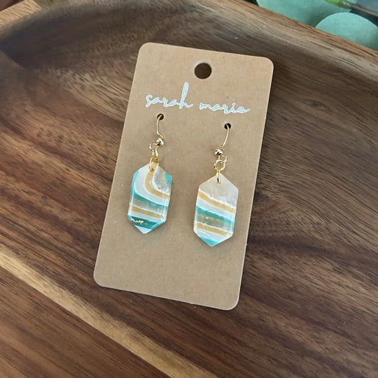 Lourdes Collection - gold and turquoise dangle earrings