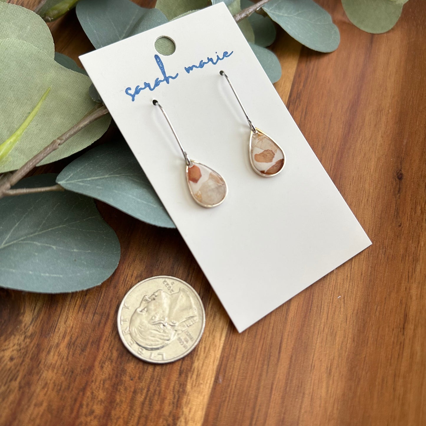 Pressed flower earrings - mini teardrop 3