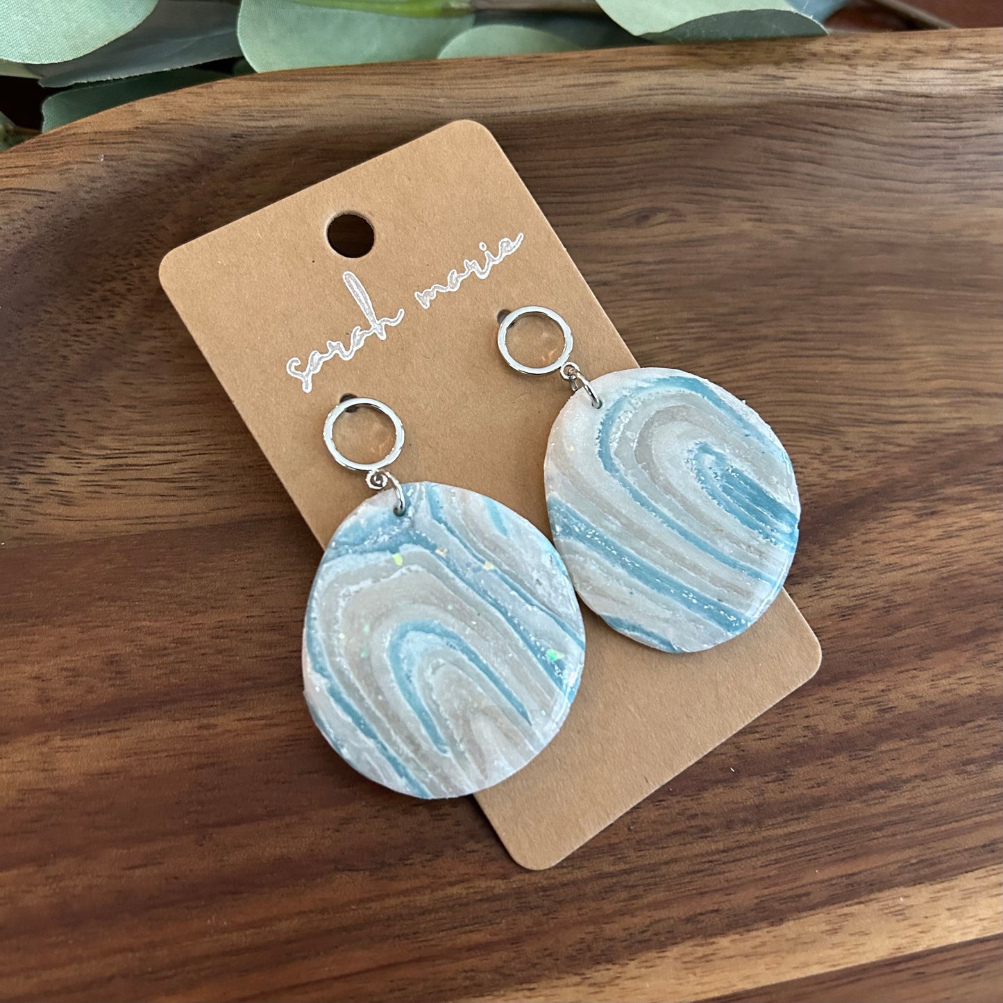 Lourdes Collection - blue and white earrings