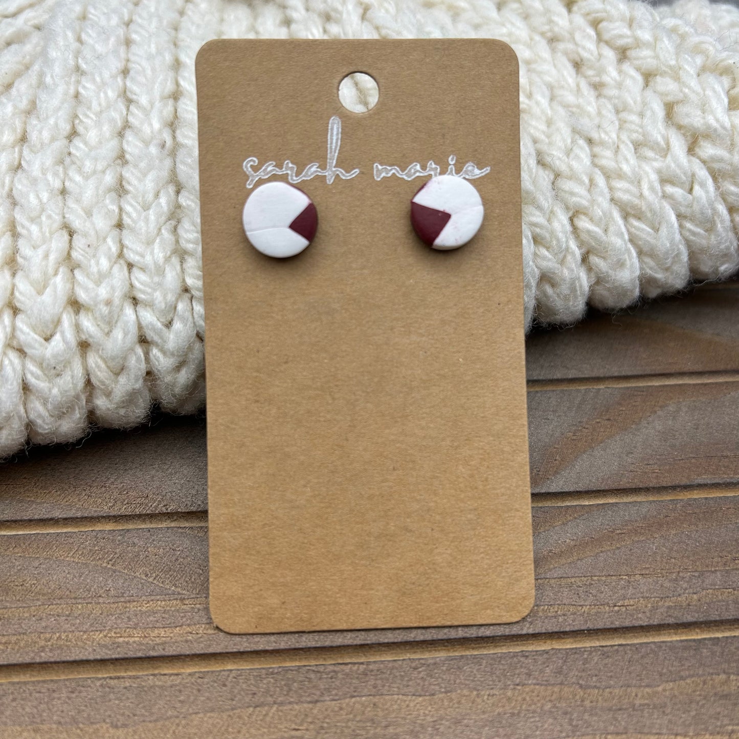 Maroon and white studs - 1