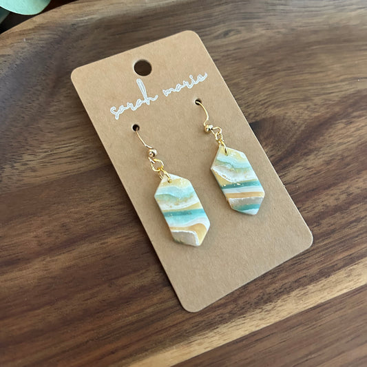 Lourdes Collection - gold and turquoise dangle earrings