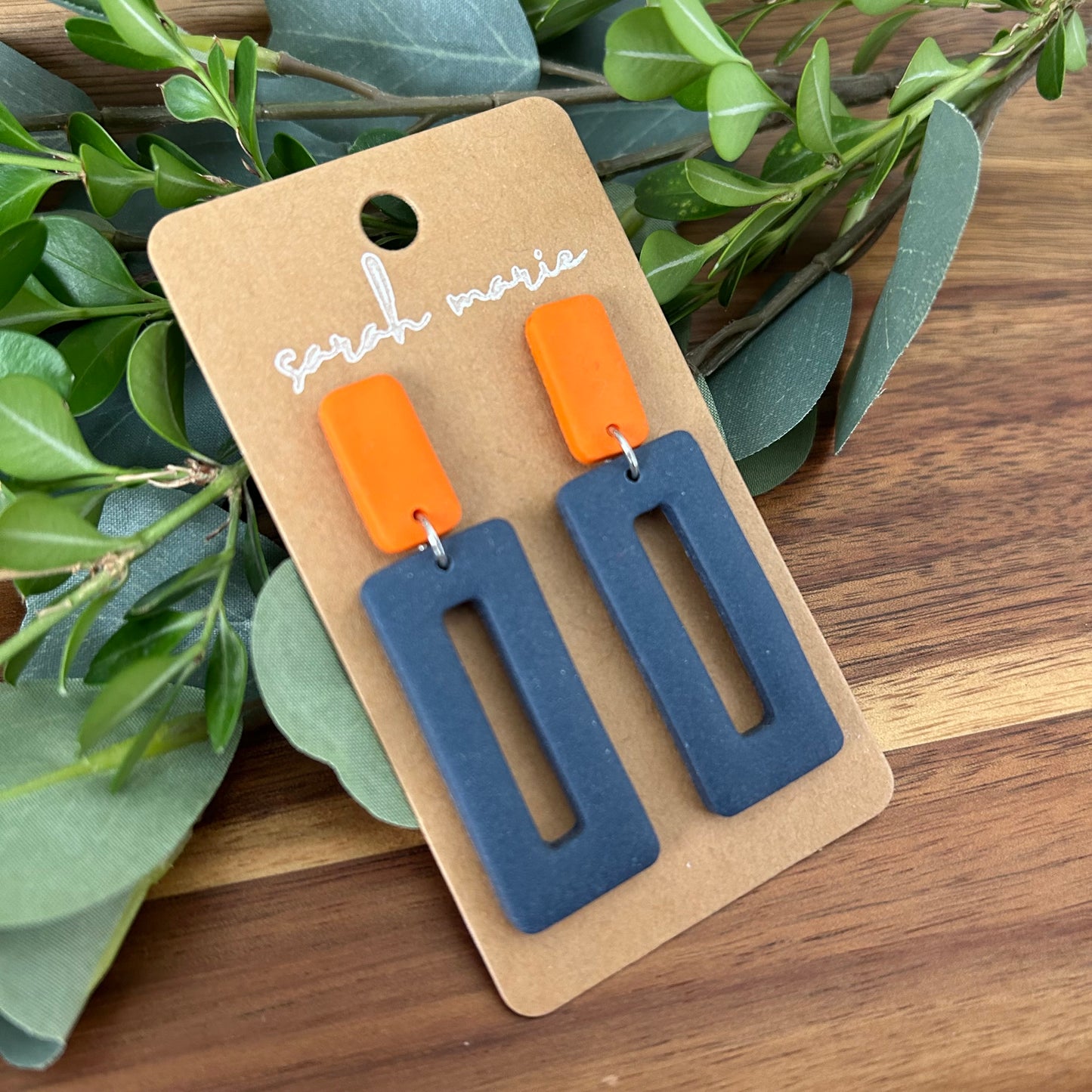 Navy and orange dangle