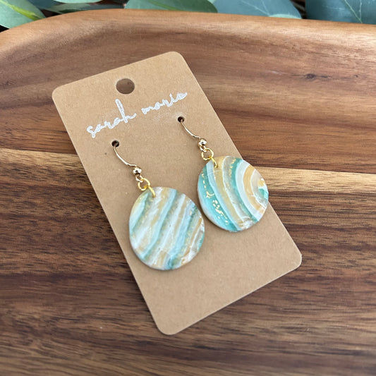 Lourdes Collection - gold and turquoise dangle earrings 2b
