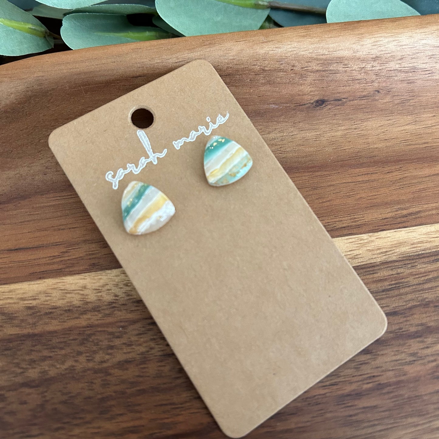 Lourdes Collection - gold and turquoise stud earrings 3