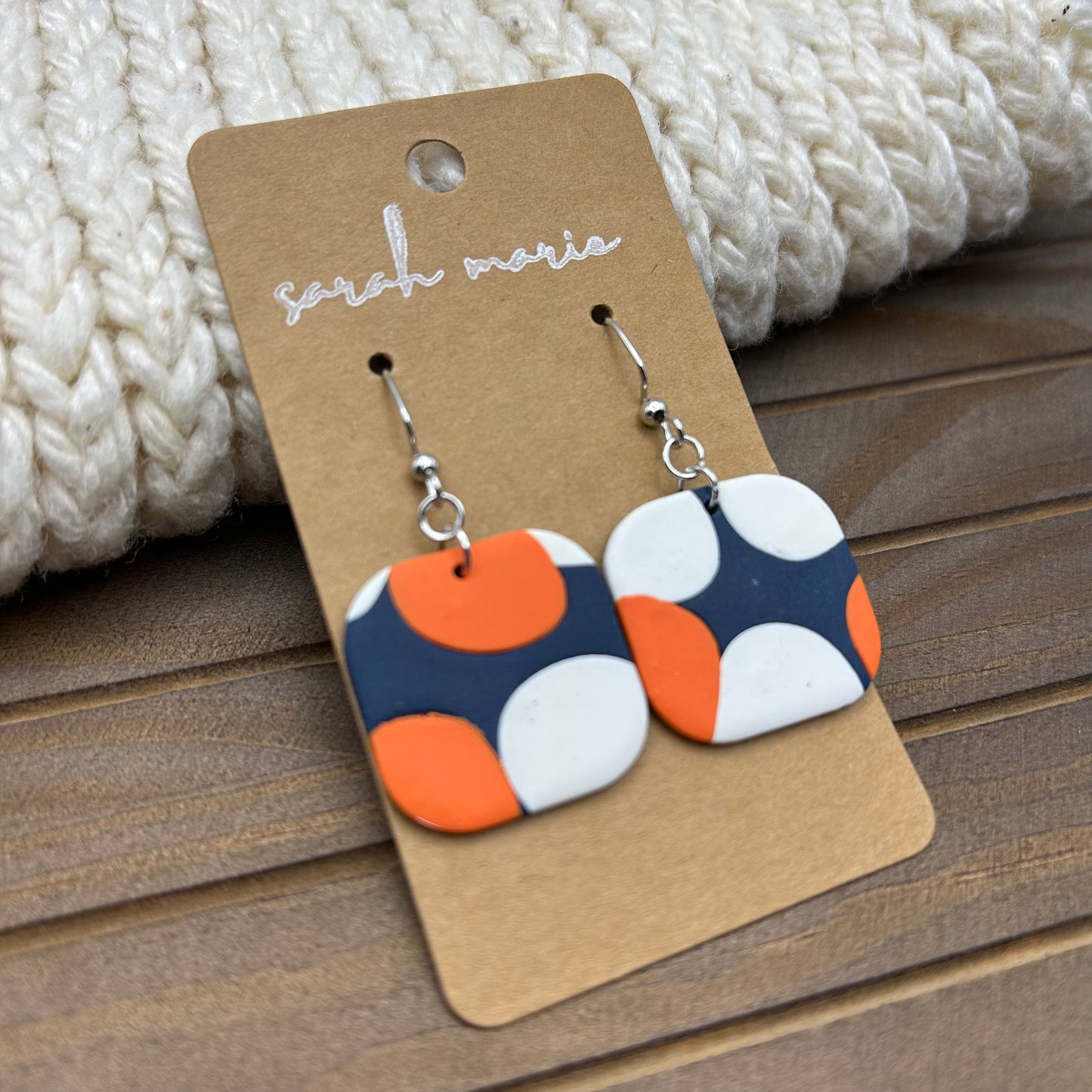 Navy and orange dangle