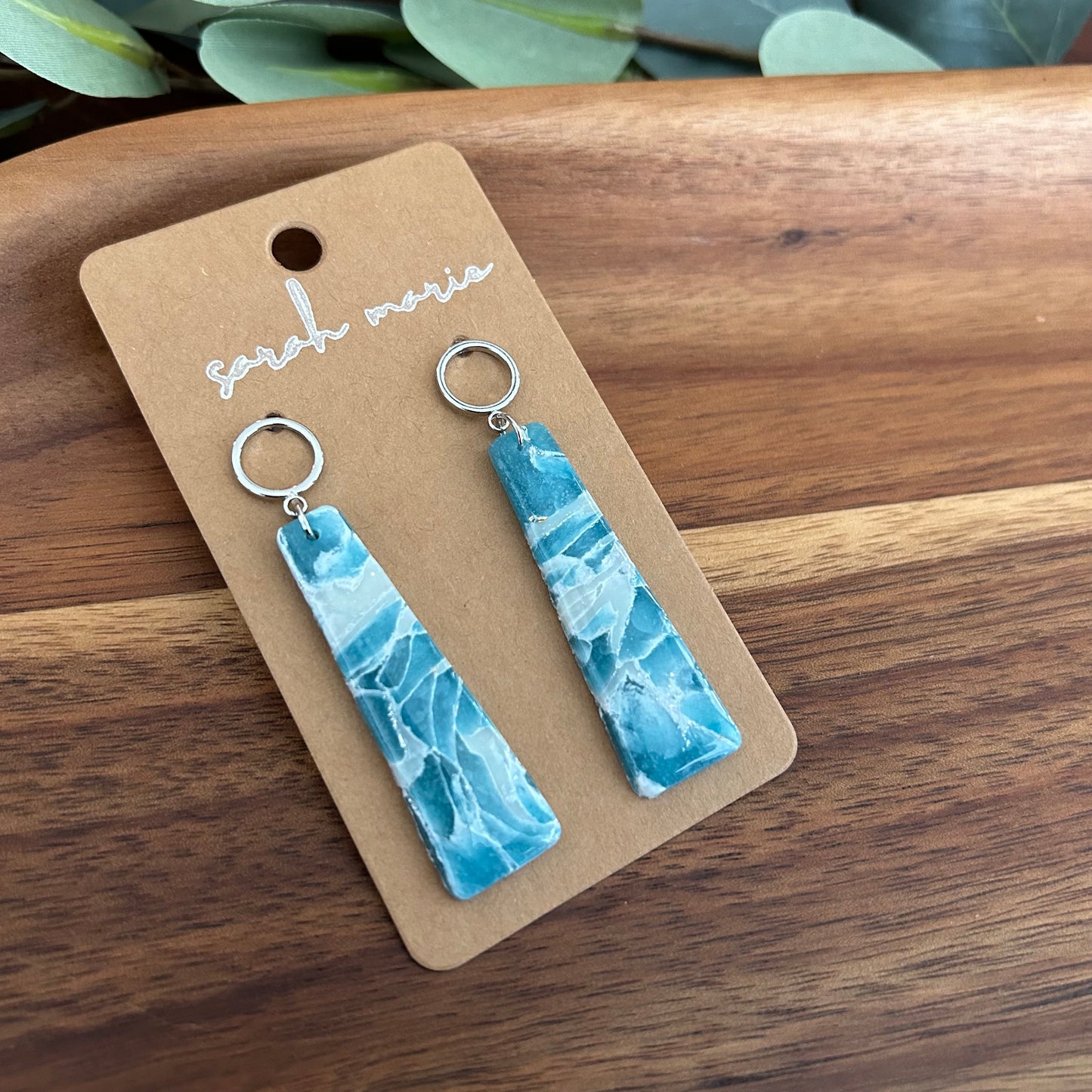 Lourdes Collection - blue and white earrings