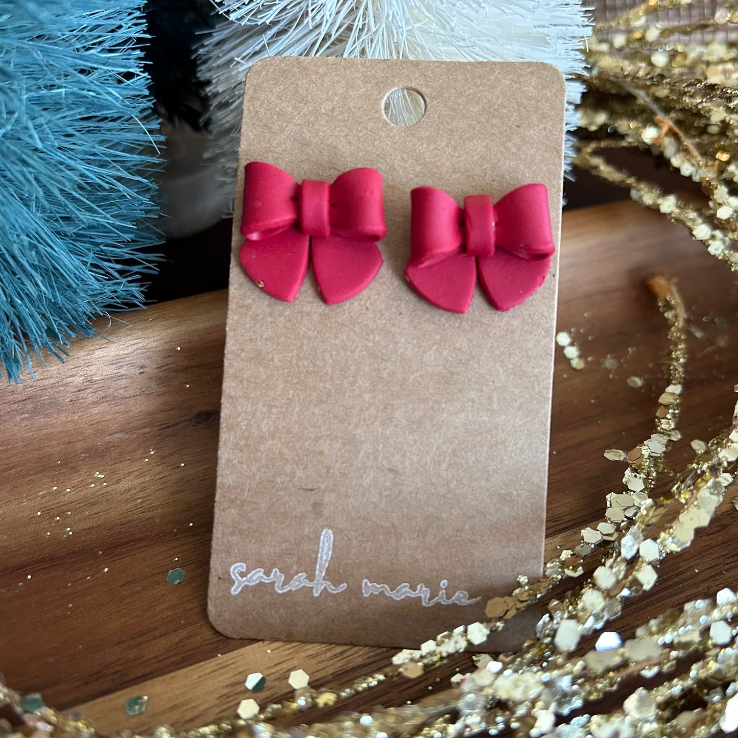 Christmas 2024 - red with a little glitter bow stud 2