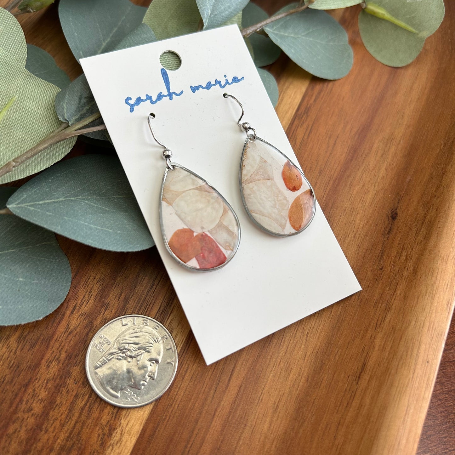 Pressed flower earrings - teardrop 3