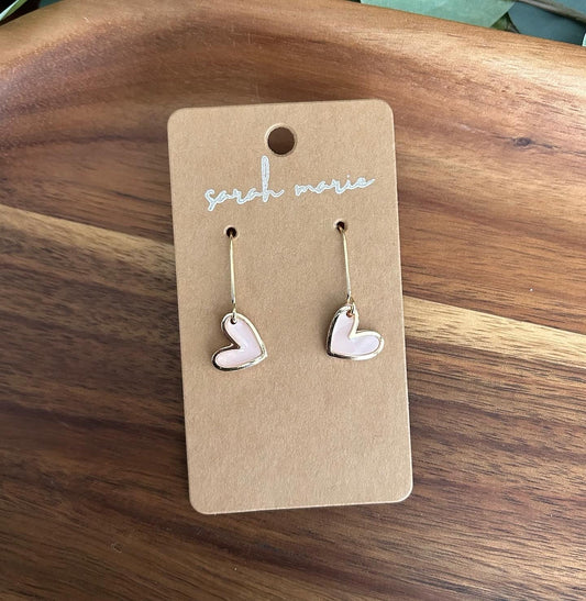 Pale pink heart earrings