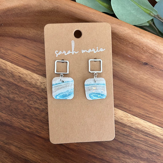 Lourdes Collection - blue and white earrings