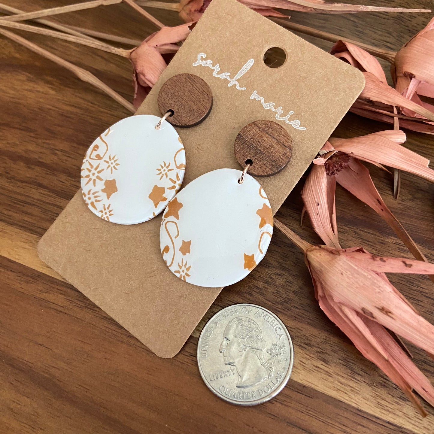 Fatima Collection - large organic circle with wood earrings