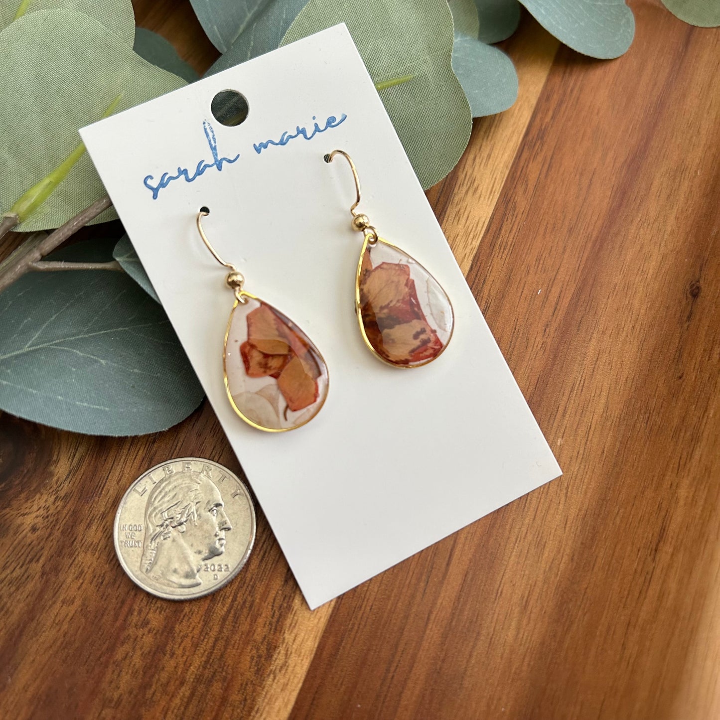 Pressed flower earrings - teardrop 5