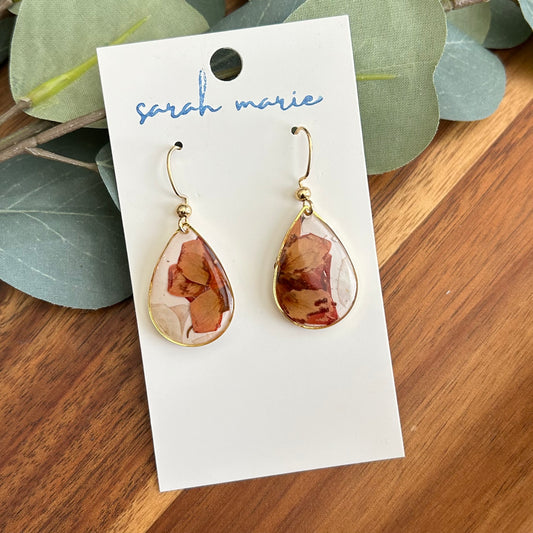 Pressed flower earrings - teardrop 5