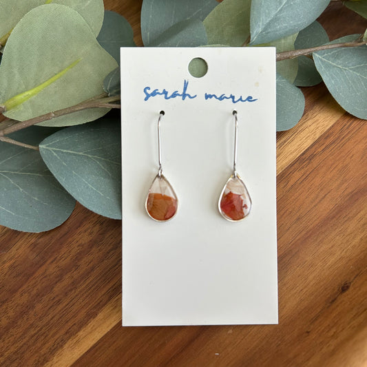 Pressed flower earrings - mini teardrop 1