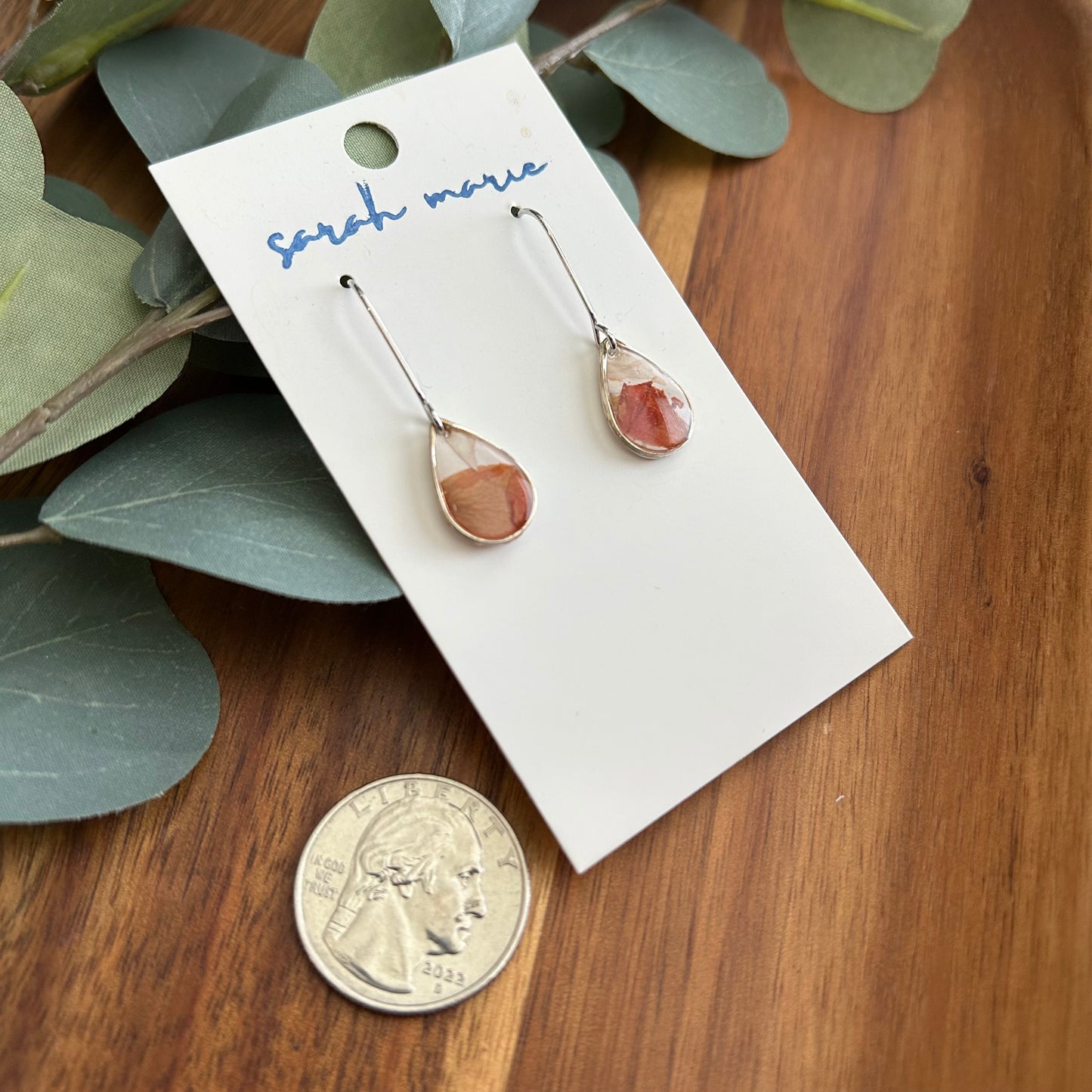 Pressed flower earrings - mini teardrop 1