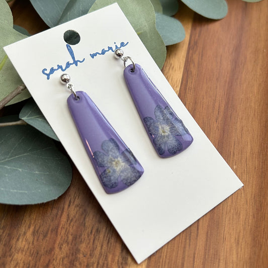 Pressed flower earrings - purple 1