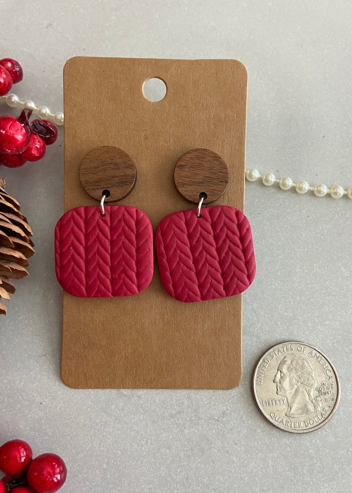 Red sweater earrings