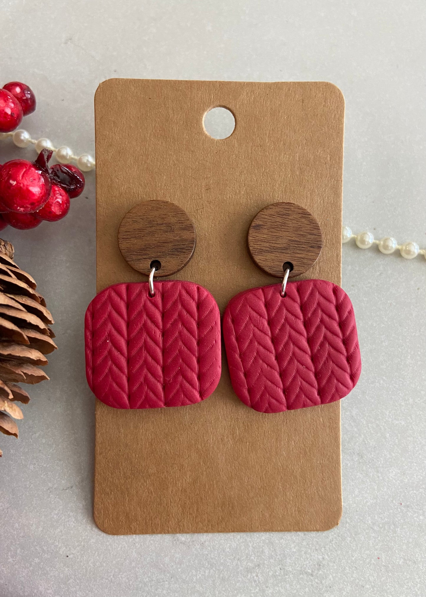 Red sweater earrings