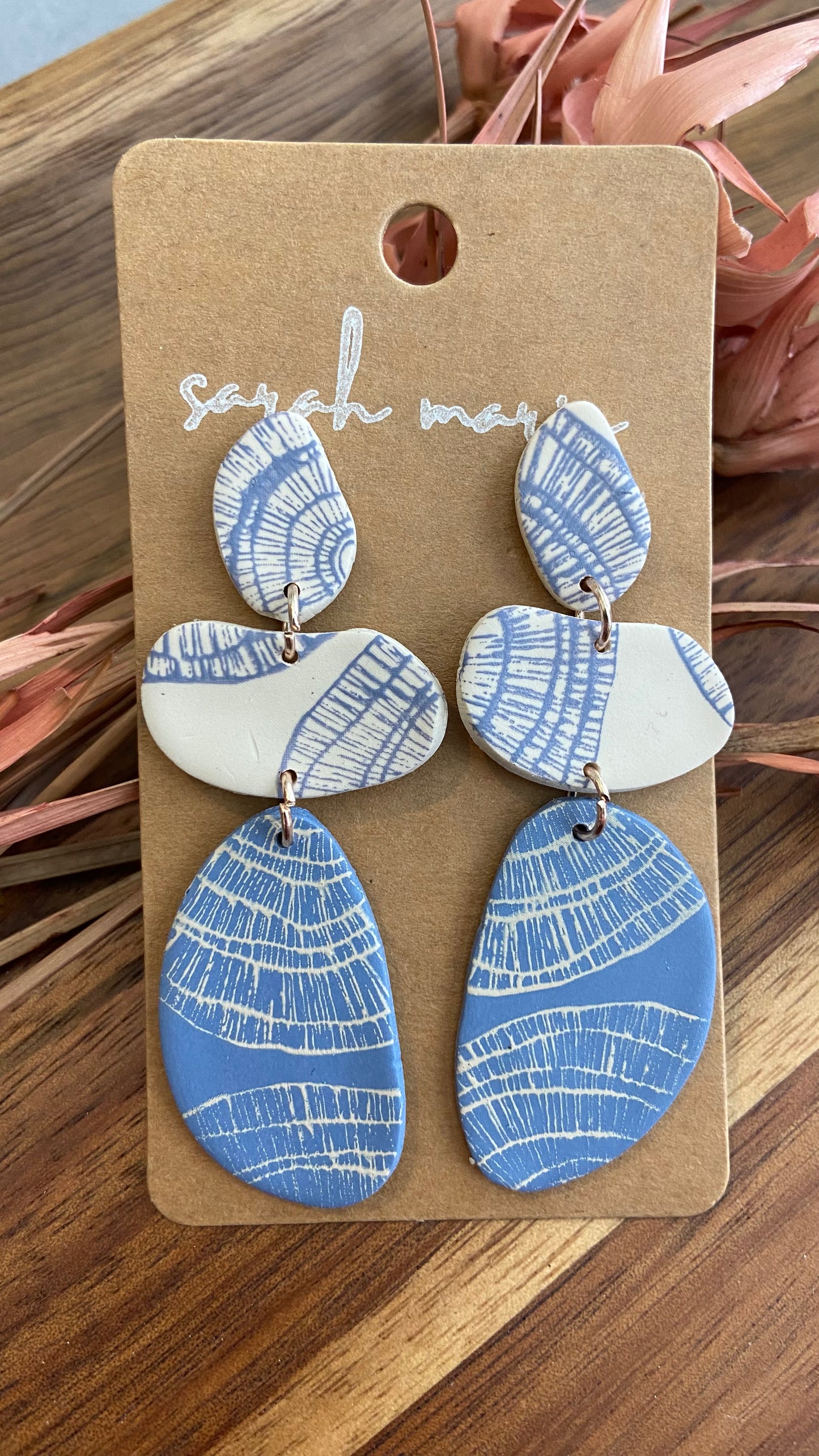 Organic shapes trio - slate blue and ivory 1