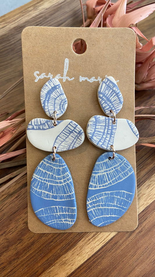 Organic shapes trio - slate blue and ivory 1